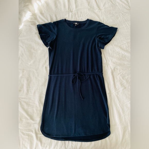 PAIGE Brielle Knit T-Shirt Dress with Flutter Sleeves in Atmosphere - Size L - Picture 5 of 9